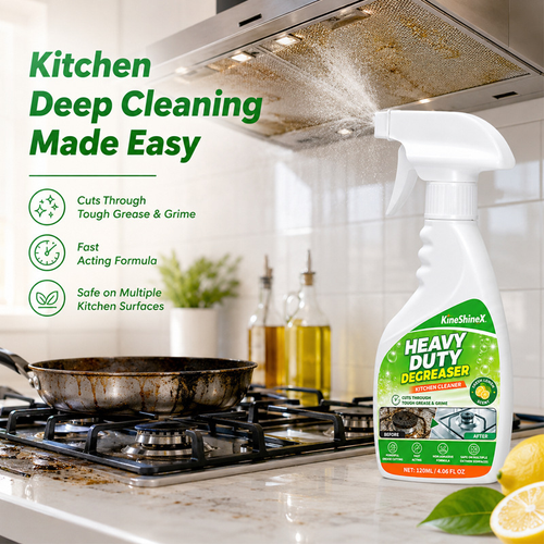 Kitchen Heavy-Grease Cleaner Spray Powerful Oil-Stain Removal Formula Refreshing Lemon Scent Model Two Per Set