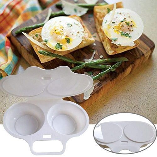 Multipurpose Egg Cooker Mold Microwave Omelette Maker with 2 Cavities Four Per Set