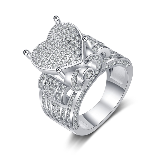 Hip-Hop Style Micro-Painted Zircon Heart Ring Heavy-Duty Design  Retro Ring Trendy New Jewelry Size reservation supported