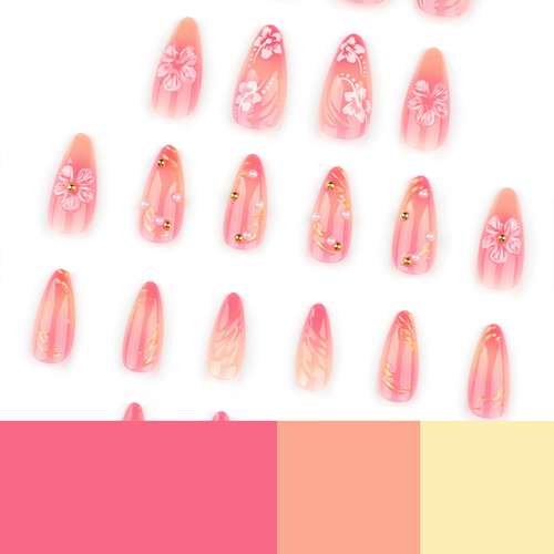 Best-Selling Classic Style: New Pink 3D Floral & Pearl Decal Nail Art