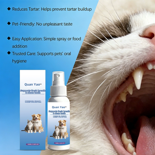 Edible Oral Freshening Spray for Dogs and Cats – Removes Bad Breath and Tooth Stains