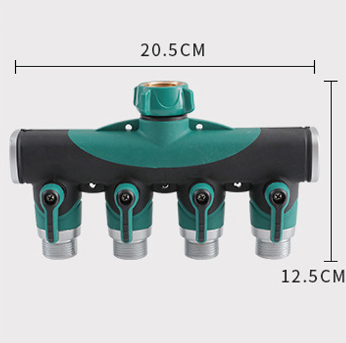 New Style Home Use Faucet Water Pipe 4-Way Splitter Metal Garden Hose Water Splitter Independent Valve Nipple Connector