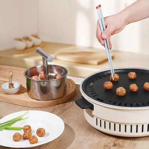 12-Hole Stainless Steel Meatball Maker Kitchen Extruded Meatball Shaper Mold Tool Two Per Set