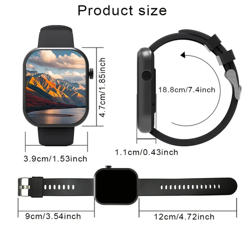 Square TFT 1.83inch Silicone Magnetic Android IOS Smart Watch IP68 Sports Waterproof Blood Pressure Activity Tracker Voice