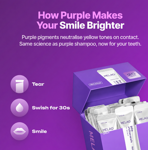 Breath Fresh Mint Purple Mouthwash for Teeth Whitening Peroxide Free Alcohol Free Gum Health Color Correcting Mouthwash Sachets
