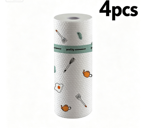 100Pcs Per Roll Reusable Cleaning Lazy Rags, Washable Kitchen Dish Towels & Multi-Purpose Wiping Cloths (Four Per Set)