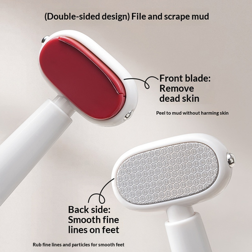 2-in-1 Portable Foot File with Dual Sides, Stainless Steel Blade&Fine Grit Surface Mini Callus Remover for Heel&Dead Skin Paired As One Red And One Blue.