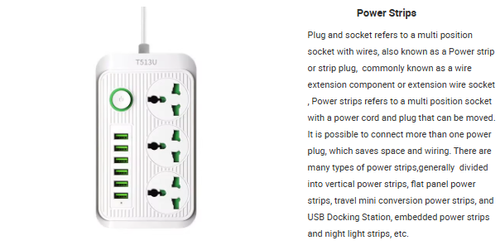 Power Strip 3 Way 6 USB Plug Universal Power Strip 2m