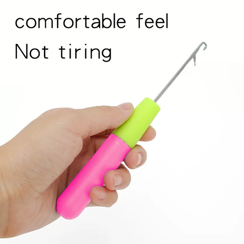 RTS High Quality Hair Weave Hook Knitting Needle Plastic Handle Crochet Hook with Tongue