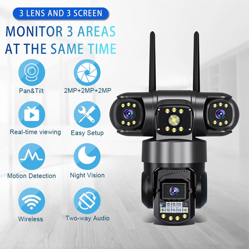 Best Selling Low Power Consumption V380 Pro 4g Camera Optical Zoom Three Lens 3 Screens AI Night Vision Low Power Battery Cloud