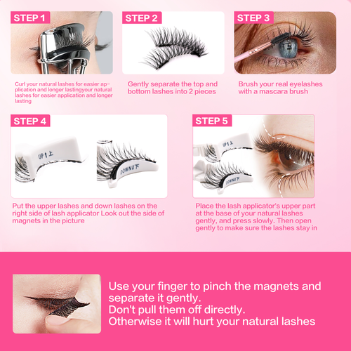 Magnetic Lashes Kit No Need Glue Reusable Long Lasting More Natural & Thick Effect the Magnetic Lashes with Magnetic Applicator