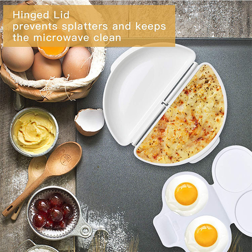 Multipurpose Egg Cooker Mold Microwave Omelette Maker with 2 Cavities Four Per Set