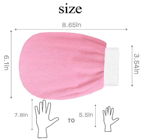 Premium Quality  Exfoliating Mitt Body Scrub Glove Deep Cleansing Moroccan Exfoliating Gloves Dead Skin Remover for Body Pink Two Per Set