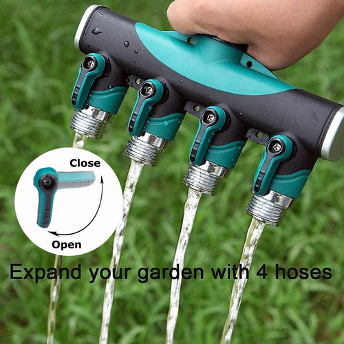 New Style Home Use Faucet Water Pipe 4-Way Splitter Metal Garden Hose Water Splitter Independent Valve Nipple Connector