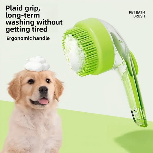 Handheld Dog & Cat Scalp Cleaning Shower Brush Long Plastic Handle Pet Supplies Accessories for Bathing Massage for Bathroom Use Blue and Green Two   Pack