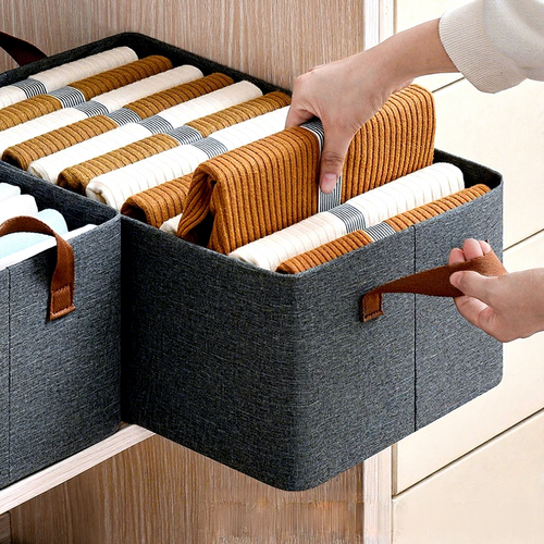 Cationic Steel Frame Rectangular Handle Foldable Portable Fabric Clothing Storage Box Wardrobe Dustproof Moisture-proof
