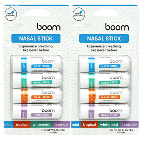 Boomboom Mint Cooling Oil Nose Strips Nasal Congestion Relief Stick Fatigue Refreshing Nose Suction Rod Natural Refreshing Nose Two-pack