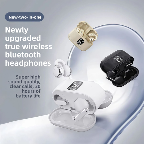 Q16 TWS Wireless Earbuds BT 5.4 Semi In-Ear ENC Noise Cancelling Digital Display IPX4 Waterproof Gaming Earphones with Mic