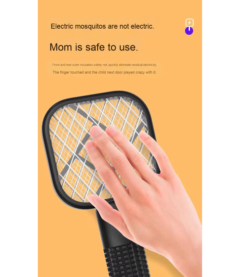 Small Electric Mosquito Killer 5 Layer Security Net Compact Portable USB Interface Electric Fly Swatter for Home Outdoor Camping Two Per Set