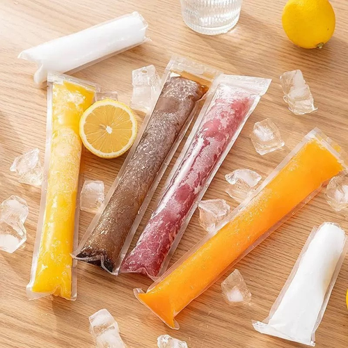 DIY Ice Cream Popsicle Mold Packaging Bags Food Zipper Bag Transparent Gravure Printing Moisture Proof Zipper Top 200pcs With Funnel