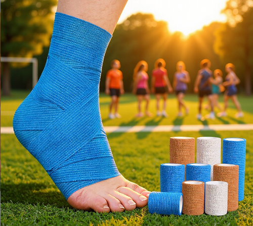Customized Sports Athletic Self Adhesive Elastic Cohesive Bandage to Provide Support, Protect Joints.