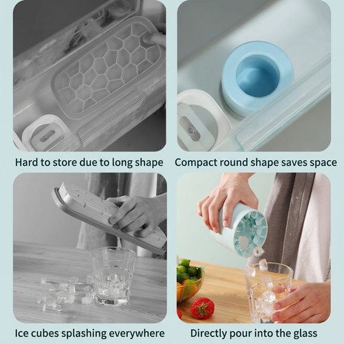 Hot Selling Silicone Ice Cube Mold Cylinder Tray With Lid Easy Release for Kitchen Home Summer Ice Making 60 Grids Two Per Set