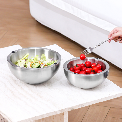 Double Walled Frozen Ice Stainless Steel Serving Bowl Insulated Metal Dip Chiller Bowl