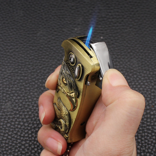 Creative Multifunctional Zinc Alloy Windproof Lighter with Folding Knife and Bottle Opener (Refillable)