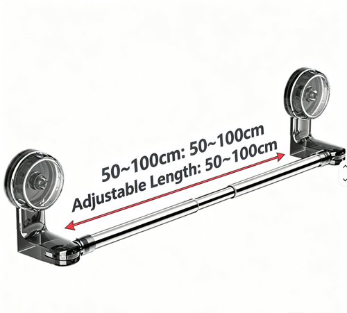 Modern Design Cross-Border Telescopic Towel Bar Punch-Free Wall-Mounted Bathroom Storage Rack with Suction Cup Made of Plastic