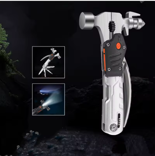 New Design Camping Hammer Multitool with Flashlight Best Camping Accessories with Plier Knife Bottle Opener Saw