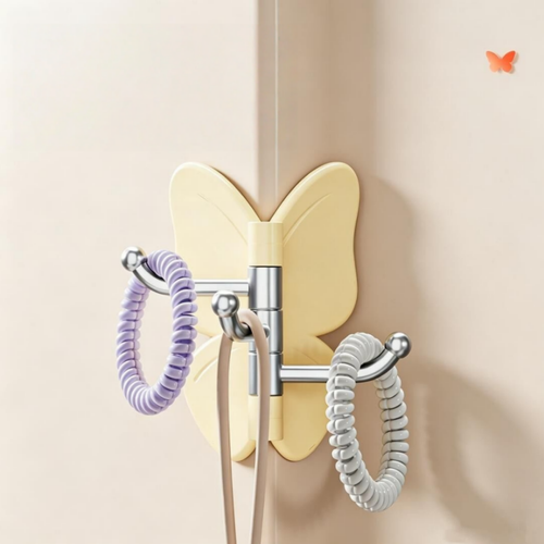 Rotatable Butterfly Triple Hook Modern Minimalist Adhesive Wall-Mounted Punch-Free Multi-Use Storage Hook for Home Kitchens  10-Pack Color Shipped At Random.