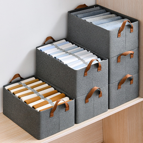 Cationic Steel Frame Rectangular Handle Foldable Portable Fabric Clothing Storage Box Wardrobe Dustproof Moisture-proof