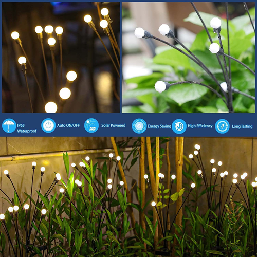 Outdoor Waterproof 8 Led Solar Powered Decorative Garden Lawn Firefly Light for Pathway,garden,landscape
