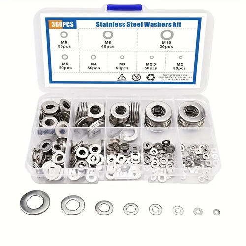 304 Stainless Steel Flat Washer 360pcs Combination Installation M2-M12