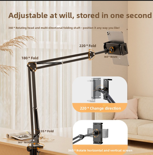 Angle Height Retractable Floor Stand Live Streaming Tablet & Cell Phone Holders Tablet PC Stands