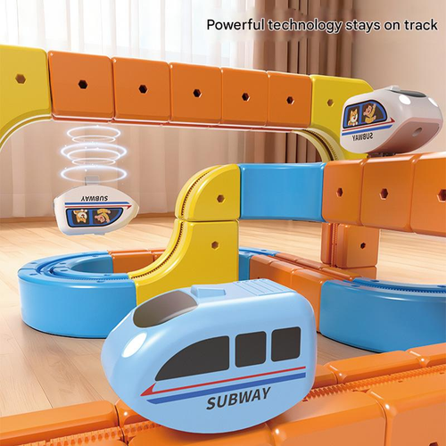 91PCS Cube Track Fusion Toy with Trains New Rail Electric Train Set for Kids Gravity-Defying 3D Infinity Track Electric Train