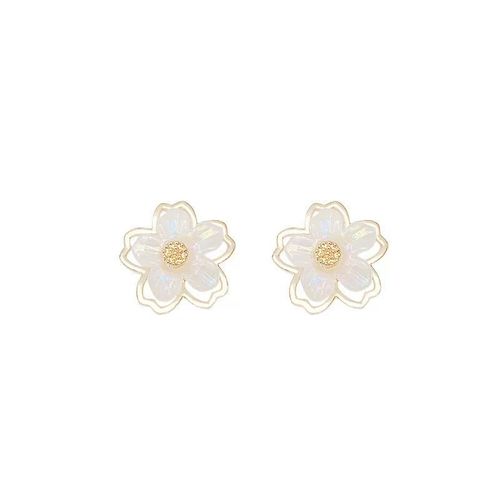 Korean Fashion Resin Flower Stud Earrings Temperament Beautiful Small Flower Ear Stud Jewelry Sweet Girl Women's Accessories