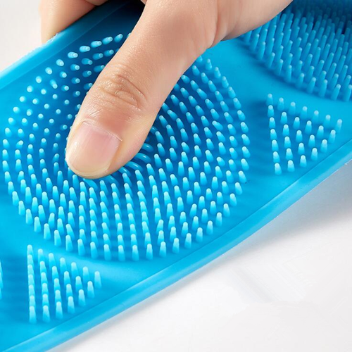 Reusable Shower Back Scraper Cleaning Brush Shower Feet Cleaner Wash Mat Multifunction Sucker Wall Mat Rub Foot Arms Body Bath  Four Per Set Blue Purple Green Pink
