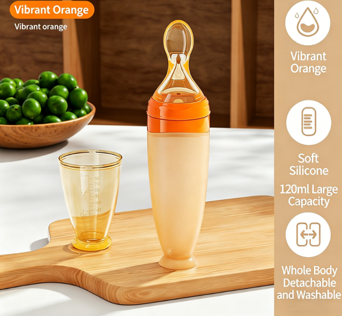 Silicone Squeeze-Type Baby Food Spoon & Cereal Feeder – Ideal for Rice Cereal, Water, and Solids