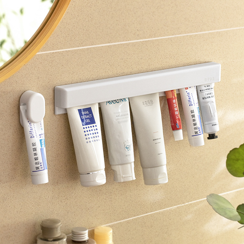 Home Bathroom Wall Clip Storage Rack for Toothpaste and Facial Cleanser Stylish Artifact Without Punching