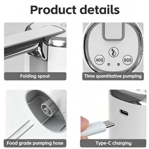 Foldable Hot & Cold Water Bottle Dispenser 3 Switch Automatic Electric Battery Powered USB Charging Portable Convenient Use