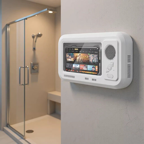 Waterproof Bathroom Phone Case with Bluetooth Speaker & Stand – Touch-Screen Compatible