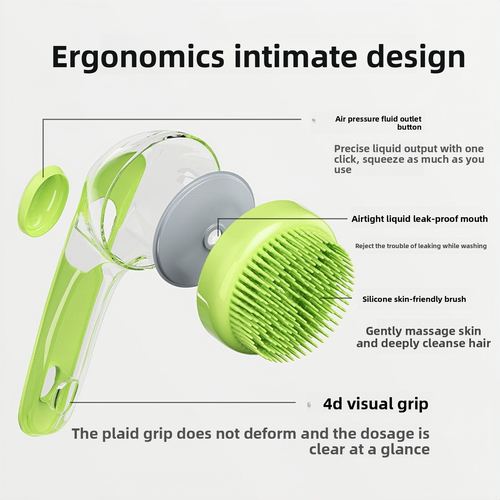 Handheld Dog & Cat Scalp Cleaning Shower Brush Long Plastic Handle Pet Supplies Accessories for Bathing Massage for Bathroom Use Blue and Green Two   Pack
