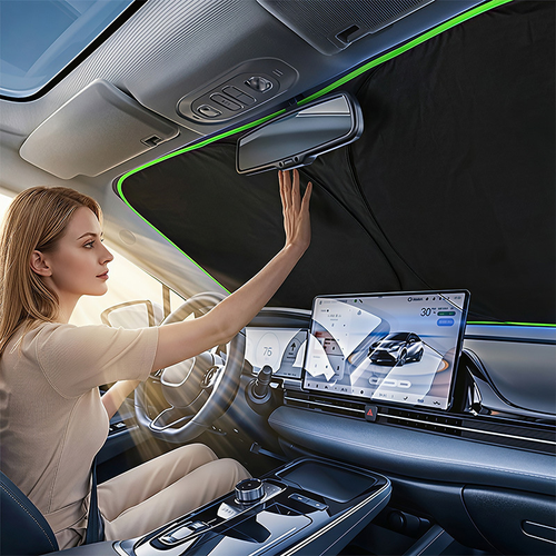 Universal Front Windshield Sunshade for Car Sunscreen Heat Insulation Sun Curtain Interior Sun Visor Titanium Silver  Two Per Set