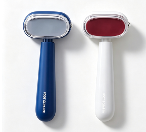 2-in-1 Portable Foot File with Dual Sides, Stainless Steel Blade&Fine Grit Surface Mini Callus Remover for Heel&Dead Skin Paired As One Red And One Blue.