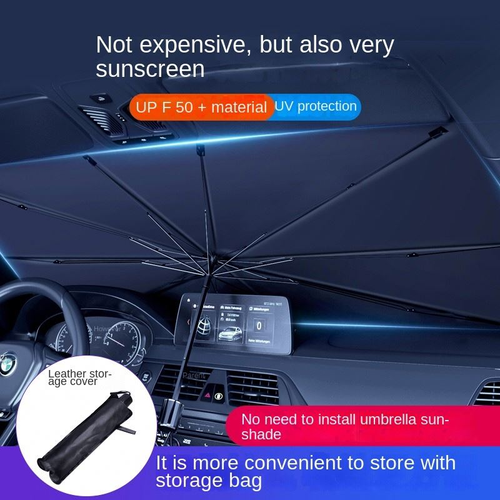 Foldable Car Front Windshield Sun Shade Umbrella, Titanium Silver Heat Insulation UV Protection Retractable Vehicle Window Sun Visor