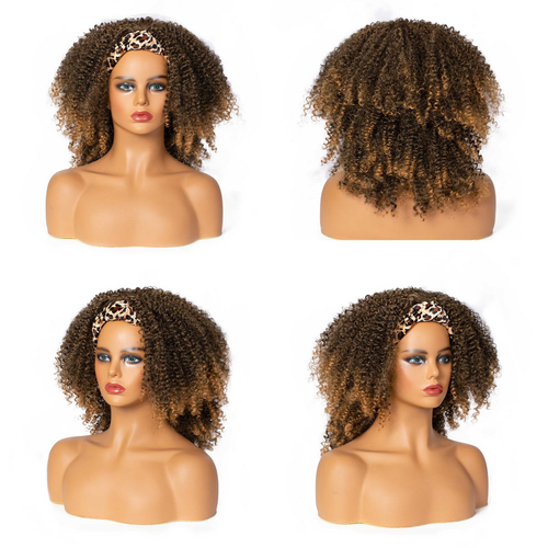 Aishili Headband Wigs for Black Woman Headband Wig Synthetic Headband Ombre Brown Wig