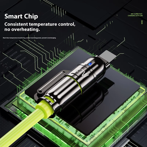 240W Bullet Head 4-in-1 Mobile Phone Data Cable Charger High Power Super Fast Charge PVC Jacket Zinc Alloy Connectors Type-C 1.5 Meter