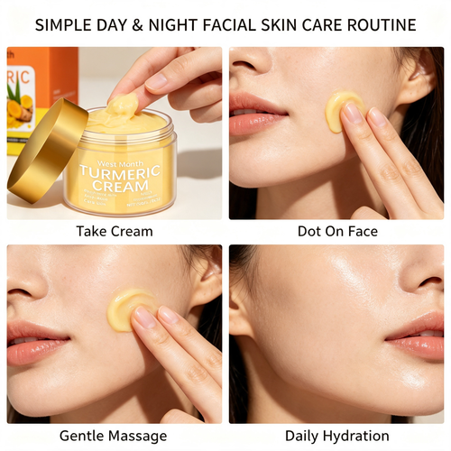 Natural Turmeric Facial Cream Mild Plant Extract Brightening Moisturizing Anti-Acne Even Tone Soft Skin Daily Facial Care Cream Two Per Set