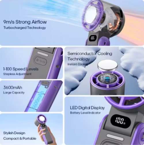 Mini Portable USB Eco-Friendly Automatic Air Cooling Fan Foldable Handheld Fan Outdoor  Fan